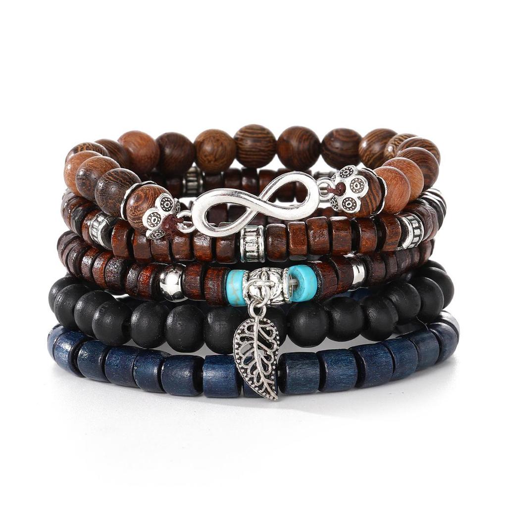 European & American Handmade Braided Leather Bracelet Set: Men's Hip Hop Punk Vintage Multi-layer Jewelry
