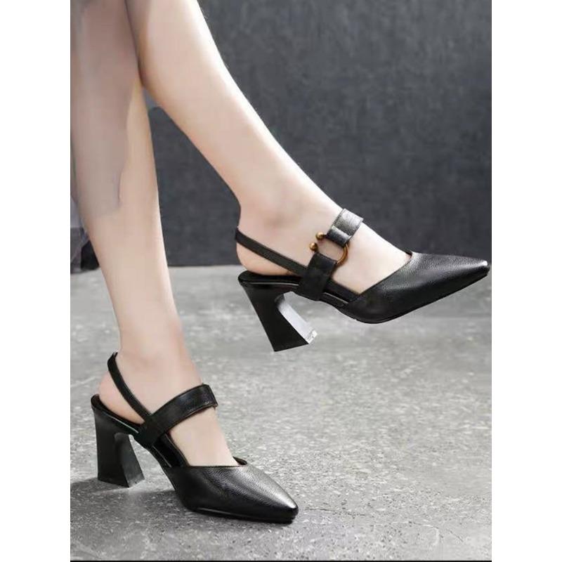 

New Style of Casual Women s Shoes and Sandals with Square Heels Thick Heels and High Heels 35 чорний
