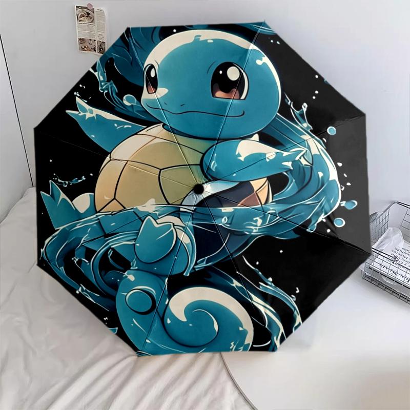 Squirtle Cartoonmuster, automatisch faltbarer Regenschirm, tragbares und faltbares Design, 8 Schirmstäbe, ein Weihnachts- oder Geburtstagsgeschenk.