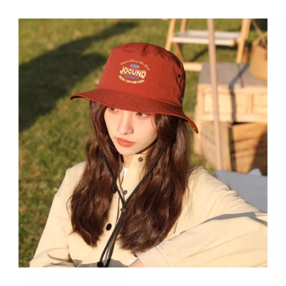 Quick-dry Folding Bucket Hat Nylon Letter Printed Sun Hat Simple Portable Hiking Cap  Sports