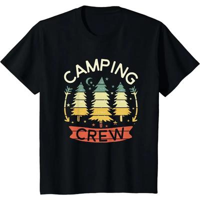 Camping Crew Shirt Family Camping Shirts for Family Matching T-Shirt Casual Cotton Daily Four Seasons Tees Graphic T Shirts