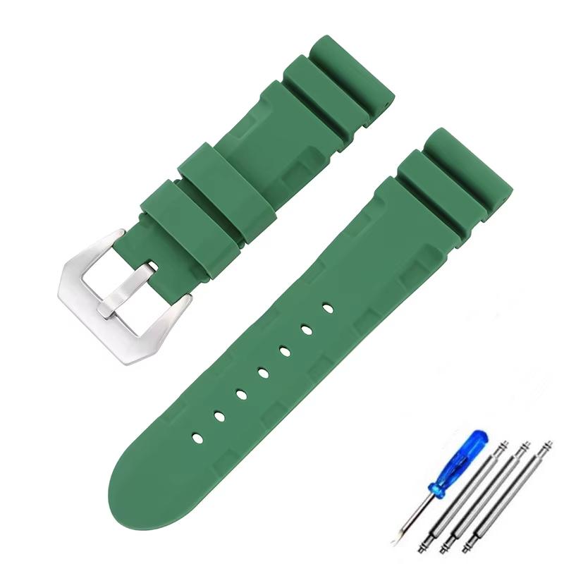 Watch Band For Panerai SUBMERSIBLE PAM 111 441 616 Soft Silicone Rubber 22mm 24mm Men Watch Strap Bracelet