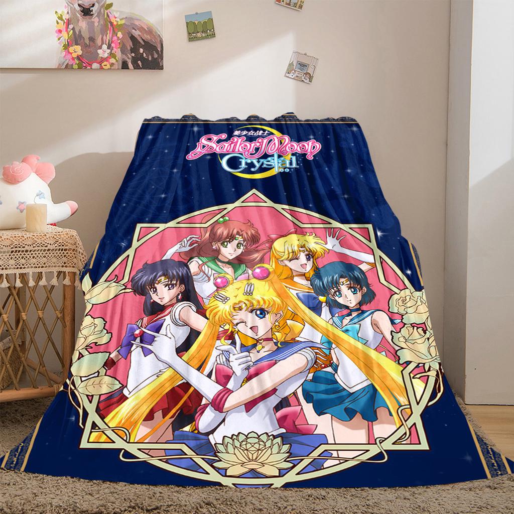 Japanischer Anime niedliches Cartoon-Thema Sailor Moon Tsukino Usagi Decke geeignet für Heimbetten, Sofabezüge, Büro-Nickerchen, Outdoor-Warme Decken O15