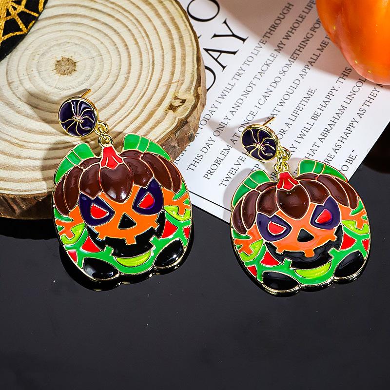 Halloween Cartoon Earrings: Pumpkin, Ghost & Bat Dangles for Women