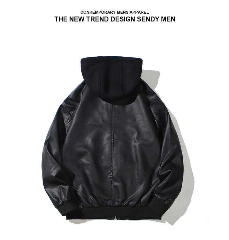 Men's Casual Hooded PU Leather Motorcycle Jacket