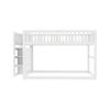 Low Bunk Bed 140 X 200 Cm, Safety Bunk Bed with Storage Compartment, High Fence Design, Wooden Bed, White