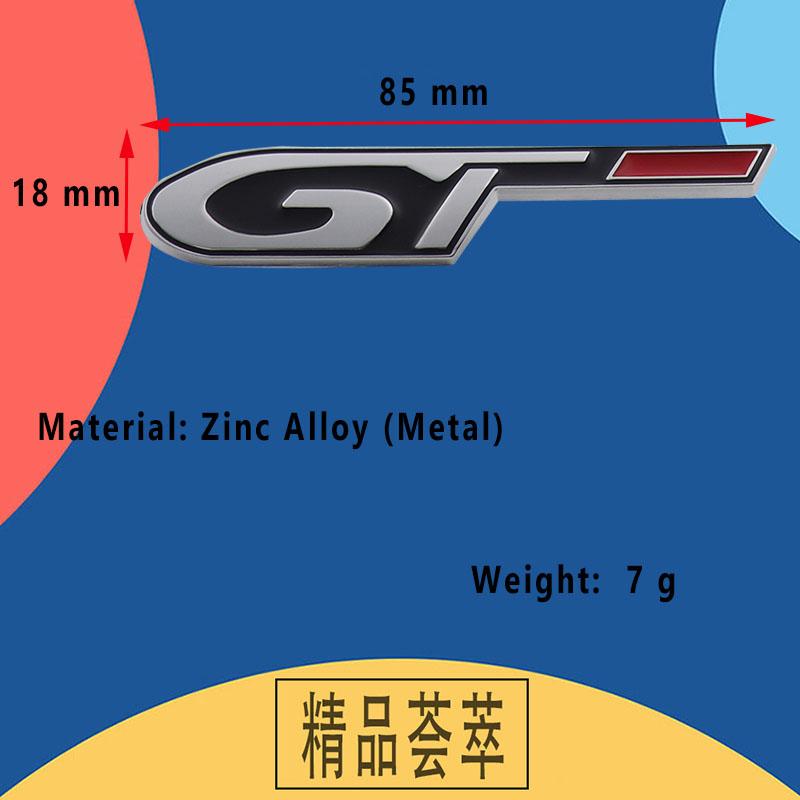 3D Car Styling GT for Car Hood Fender Trunk Rear Bonnet Nameplate Decal Emblem Badge Sticker