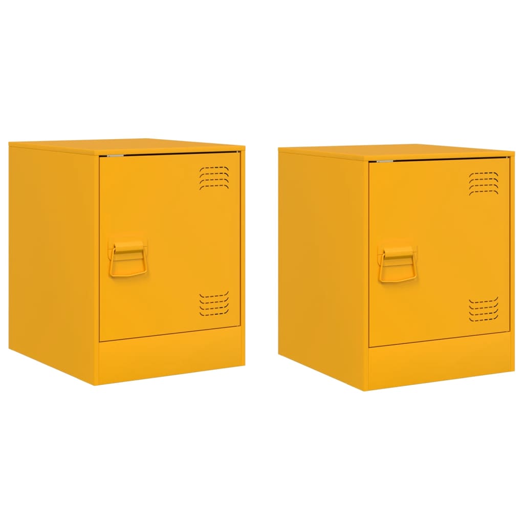 Nightstands 2 Pcs. Mustard Yellow 34.5 X 39 X 44 Cm Steel