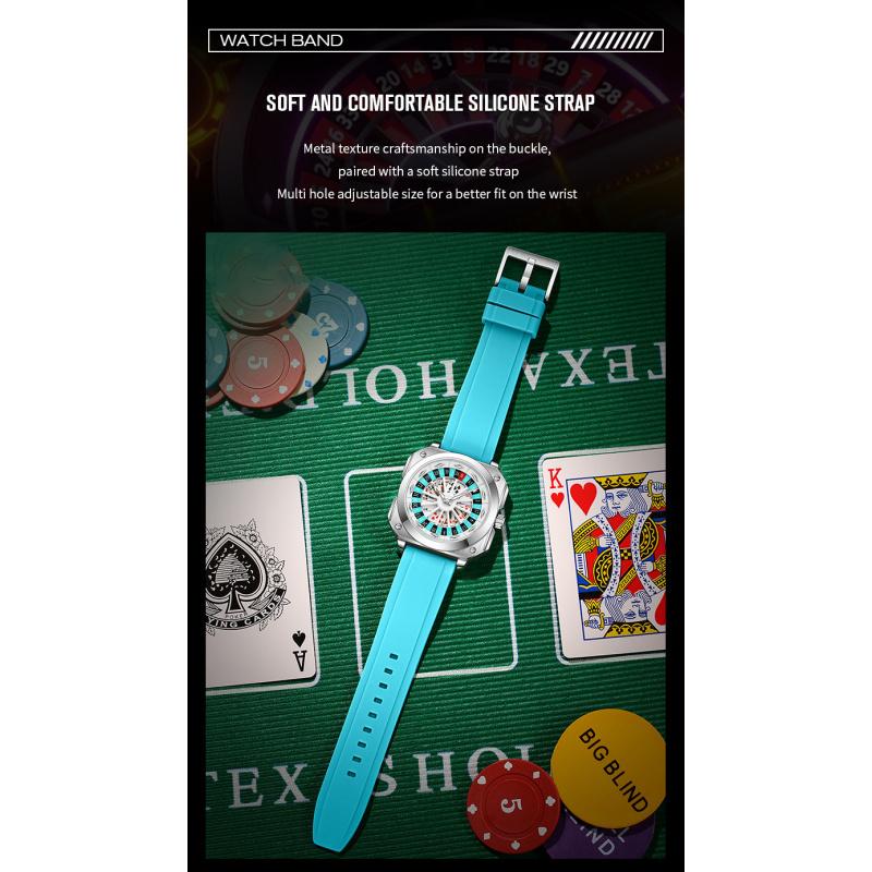 Νέο Ρολόι Θεού των Παικτών για Άνδρες, Τροχός της Τύχης, Προσωπικότητα Πόκερ, Μη Αυτόματο Ρολόι Χειρός, Αδιάβροχο, Φωτεινό