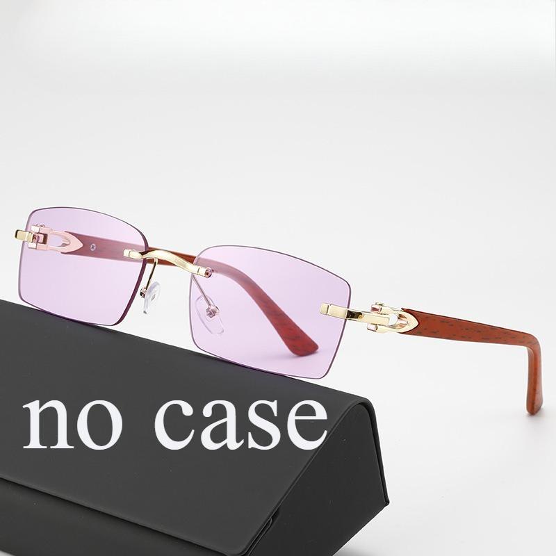 

Трендовые и модные мужские солнцезащитные очки Новые Высокие Образы и Красивые Металлические Безободковые Очки с Обрезанным Краем и Дужками под Имитацию Дерева