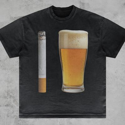 Beer and Cigarette T-Shirt, Alcohol Funny Offensive Sarcastic Humor Edgy Clothes Dank Memes