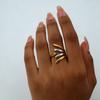 Stainless Steel Multi-Layer Irregular Line Adjustable Ring for Women Minimalist Metal Three Ring Hollow Rings Neo-Gothic Jewelry