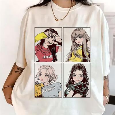 Kpop BP T-shirts Jump Rose Vêtements de Groupe de Filles Adorables T-shirts Graphiques Anime Été Haute Qualité Confortables Tops Y2K