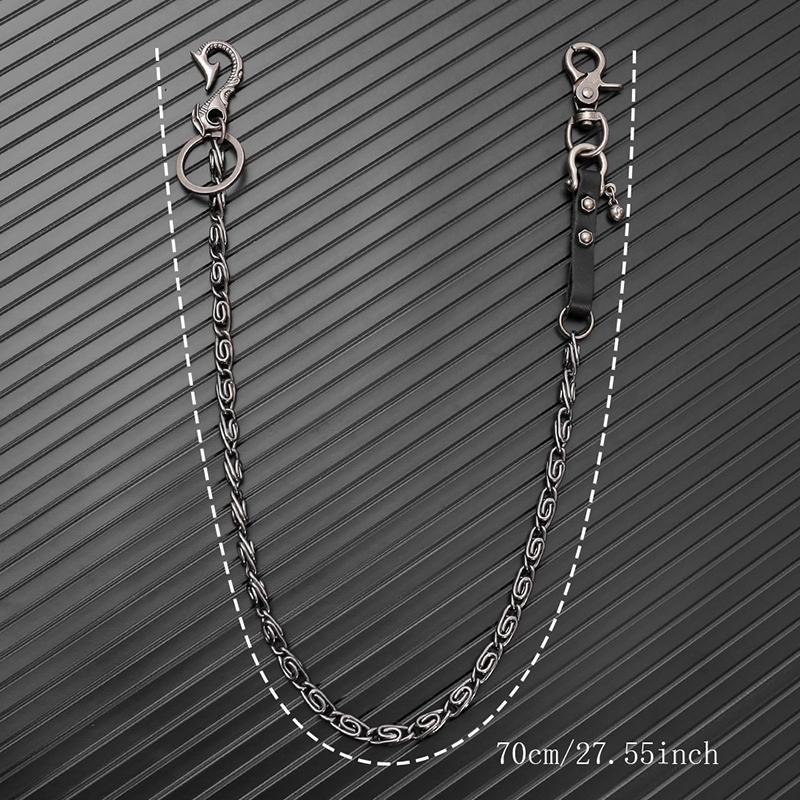 Punk Hip Hop Metal Waist Chain Leather Keychain - Unisex Edgy Belt For Rave Festival Streetwear