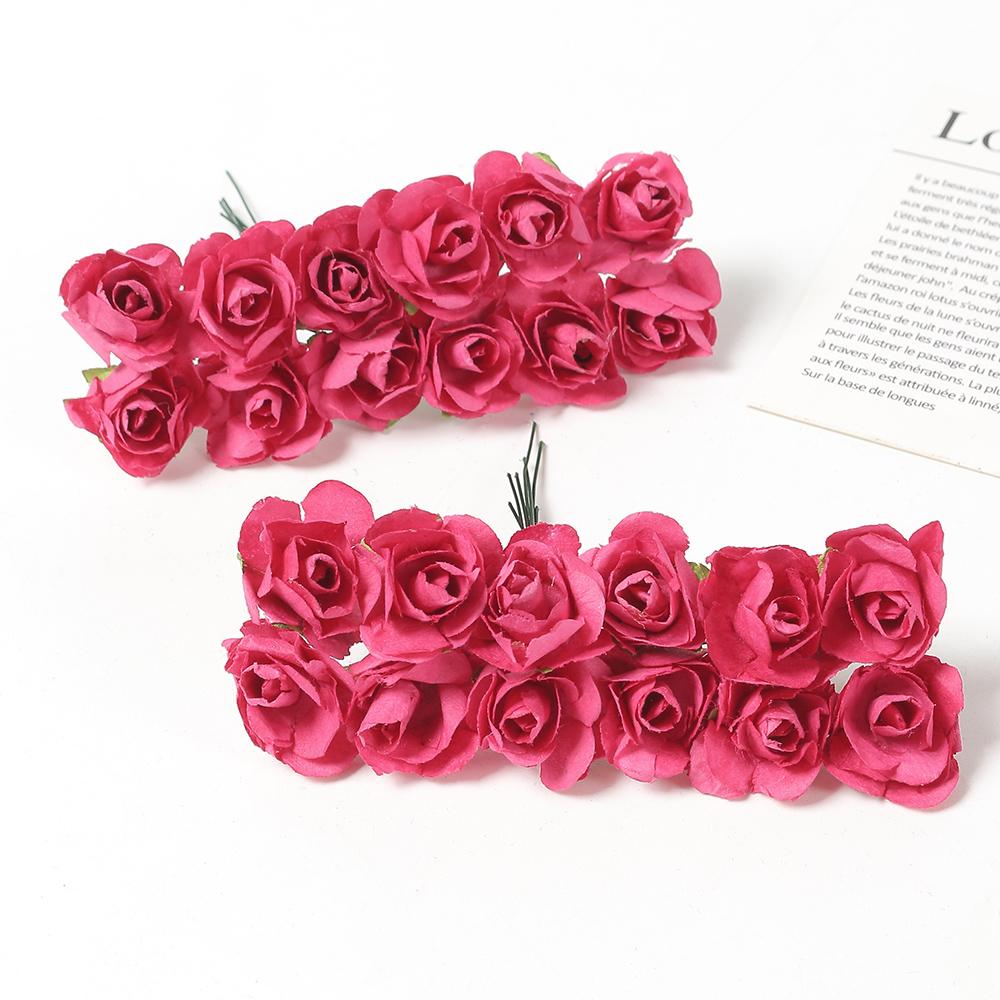 144Pcs Artificial Rose Bouquets Paper Fake Flowers Home Room Decor Wedding Decoration Christmas Navidad 2025 New Year DIY Wreath