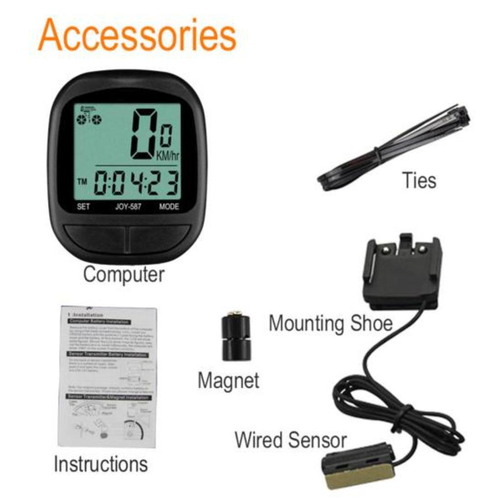 Contachilometri per bicicletta senza fili, computer per bici con display LCD, impermeabile, facile da installare, contachilometri alimentato a batteria, computer per bici