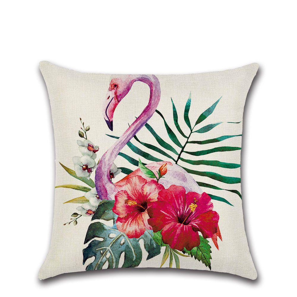 Luxurious Flamingo Tropical Monstera Cotton Linen Cushion Cover For Chic Living Spaces