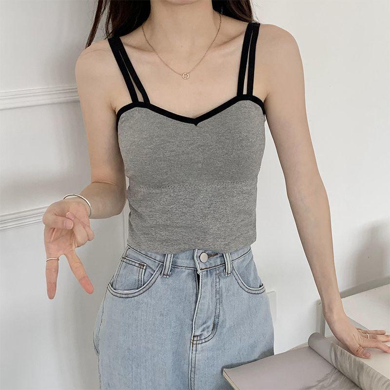 

WTEMPO Короткое нижнее белье с подвязками для женщин летом, бюстгальтер-майка с подкладкой для женщин летом L серый