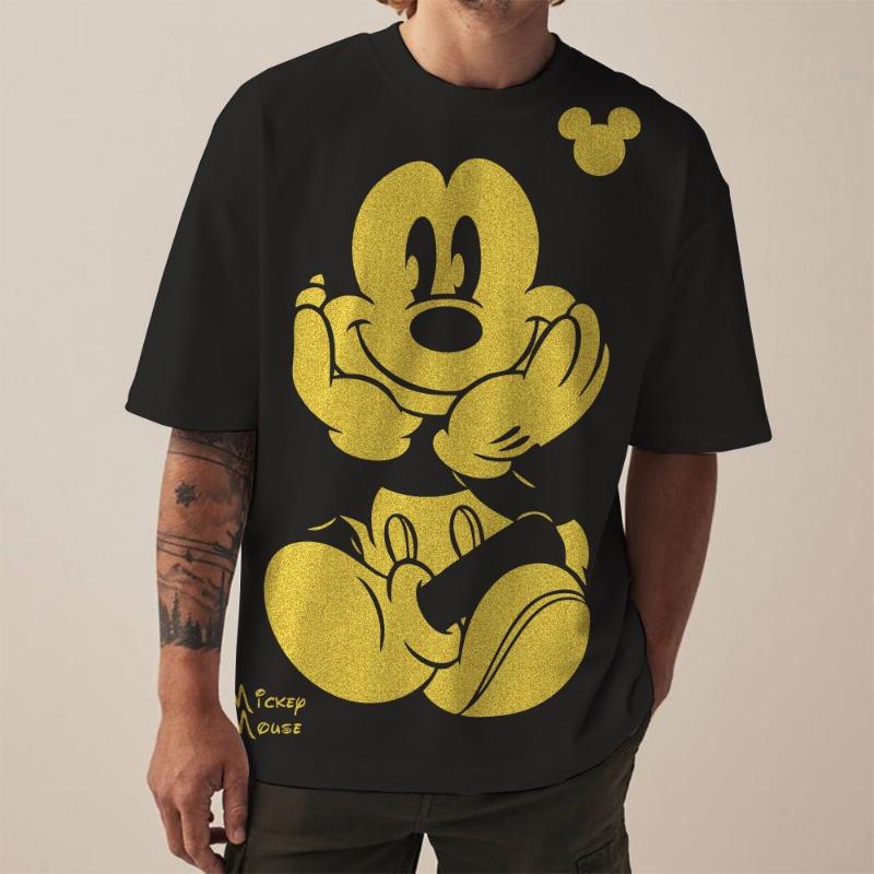 Disney New Men's T-Shirt Fashion Mickey Mouse print T-Shirts for Men Summer Casual Round Neck Tops Short Sleeve Oversized Funny
