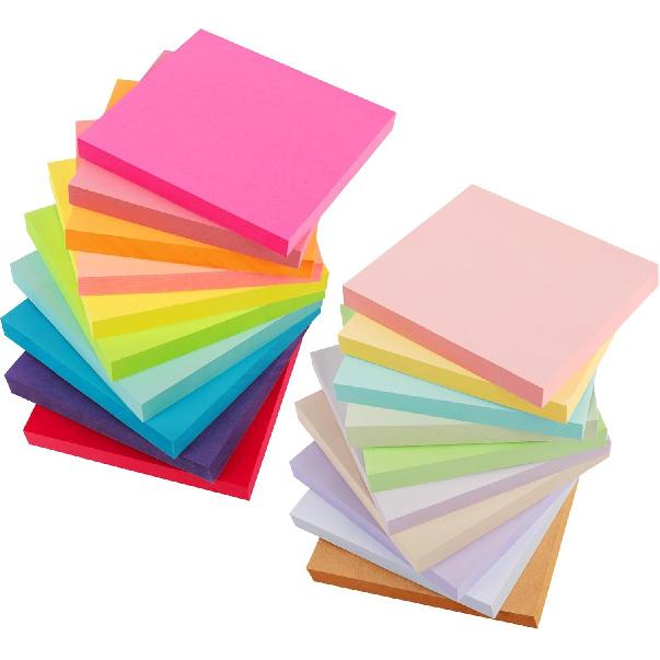 NESCCI 12 Pads Lined Sticky Notes 4x6 Sticky Notes with Lines Self-Stick Note Pads 12 Bright Multi Colors Big Rectangular Sticky Note for