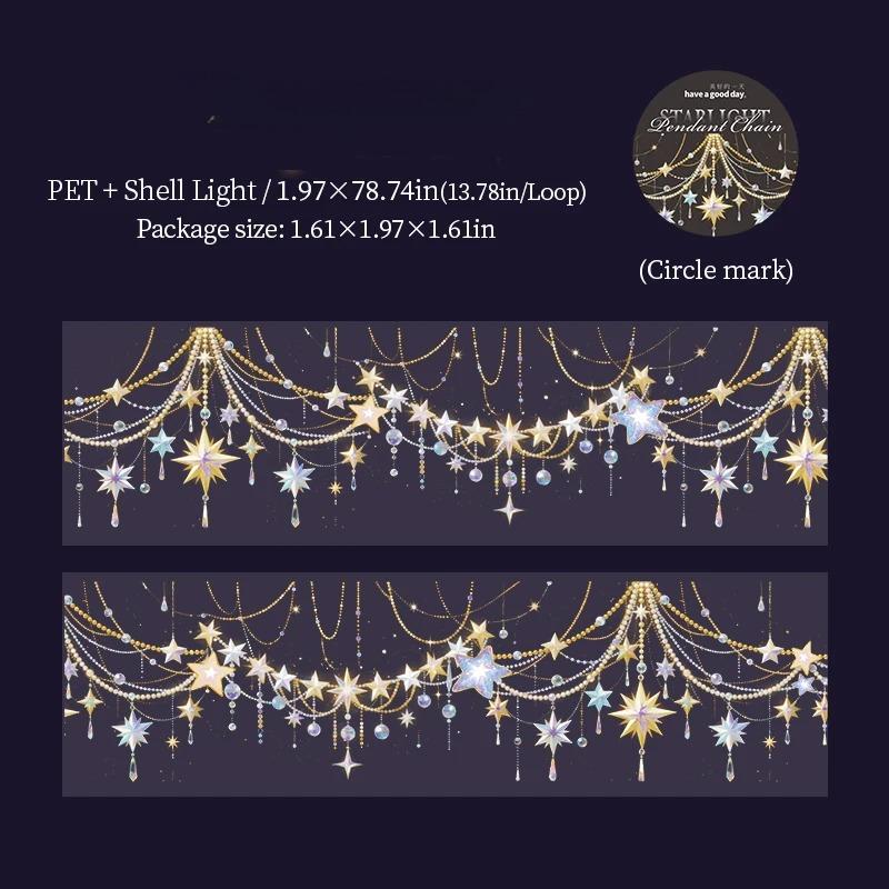 PET Tape Vintage Butterfly Starlight Pendant Decorative For DIY Journal Scrapbooking Collage Gift Wrapping Stationery PET Tape