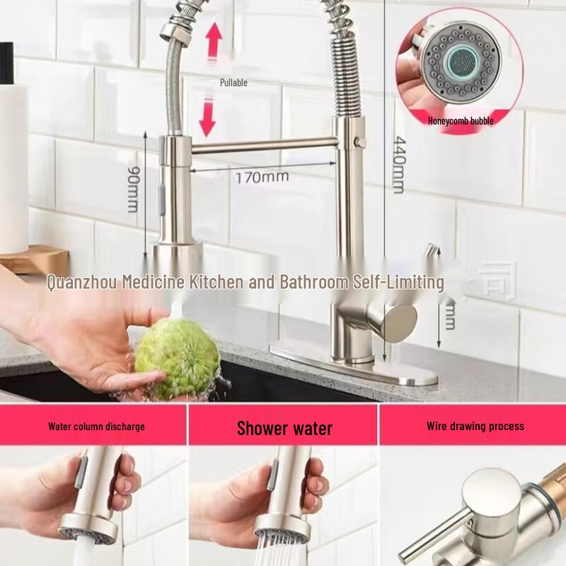 MDNG Pull-Out Kitchen Faucet with Spring