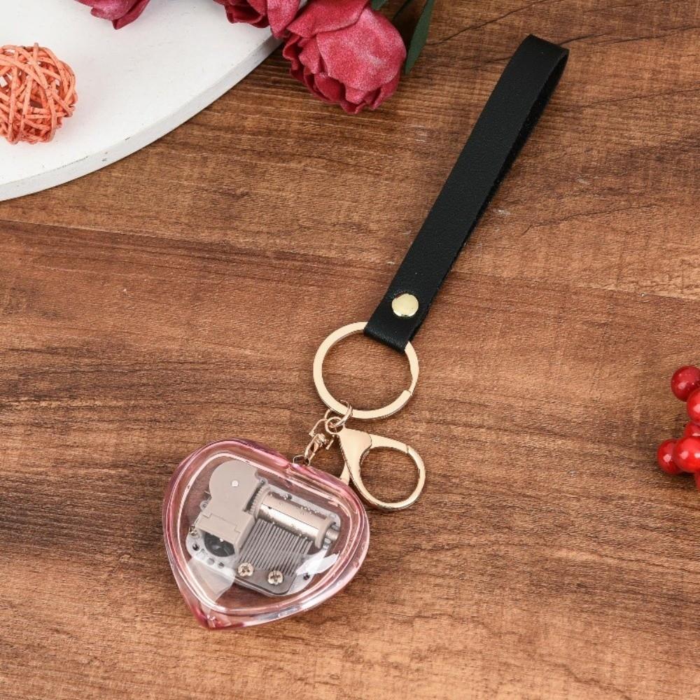 Unique Acrylic Music Box Movement Keychain Portable Mini Mechanical Music Box Handy Musical Instrument