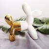 Ceramic Cute Balloon Dog Statue, Animal Sculpture, Home Decoration, Saving Pot for Indoor Office Decor, Gold Standing Craft