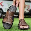 Men Slippers Outdoor Summer Brown Sandals Yellow Open Toe Beach Shoes Plus Size for Father