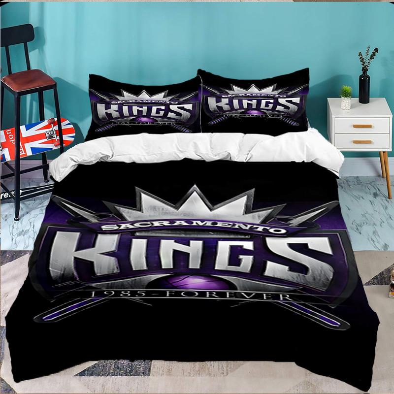 Kings Basketball Team Logo 3pcs Bedding Set,Including 1pc Duvet Cover And 2pcs Pillowcases Perfect Gift for Christmas,Ideal for Bedroom, Dormitory