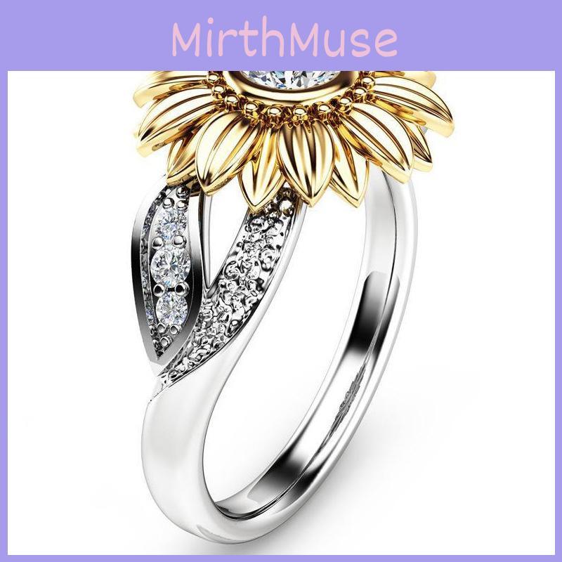 Bague Tournesol Exquise Plaqué Or Avec Zircon Coloré Pour Femmes Bijoux Élégants