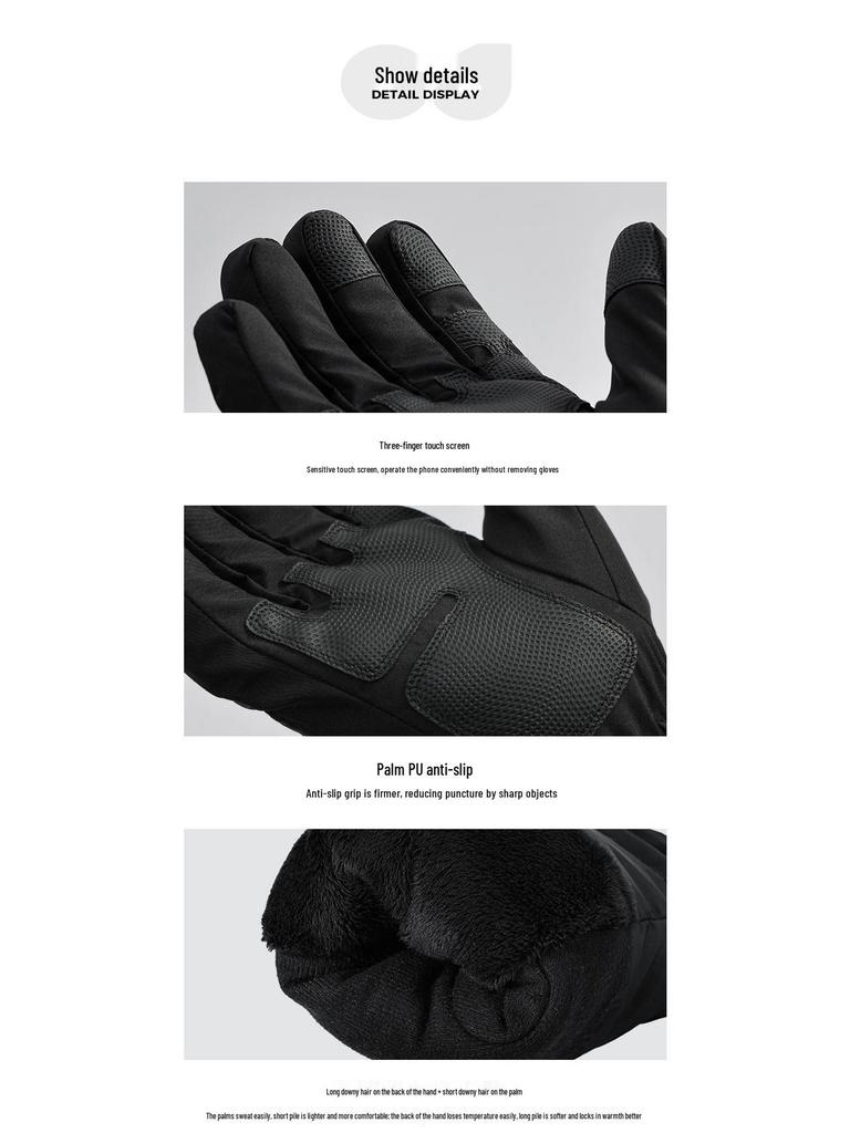 SK42 Unisex Fleece-Lined Ski Gloves: Anti-Slip, Thickened, Warm for Outdoor Sports and Motorcycle Riding