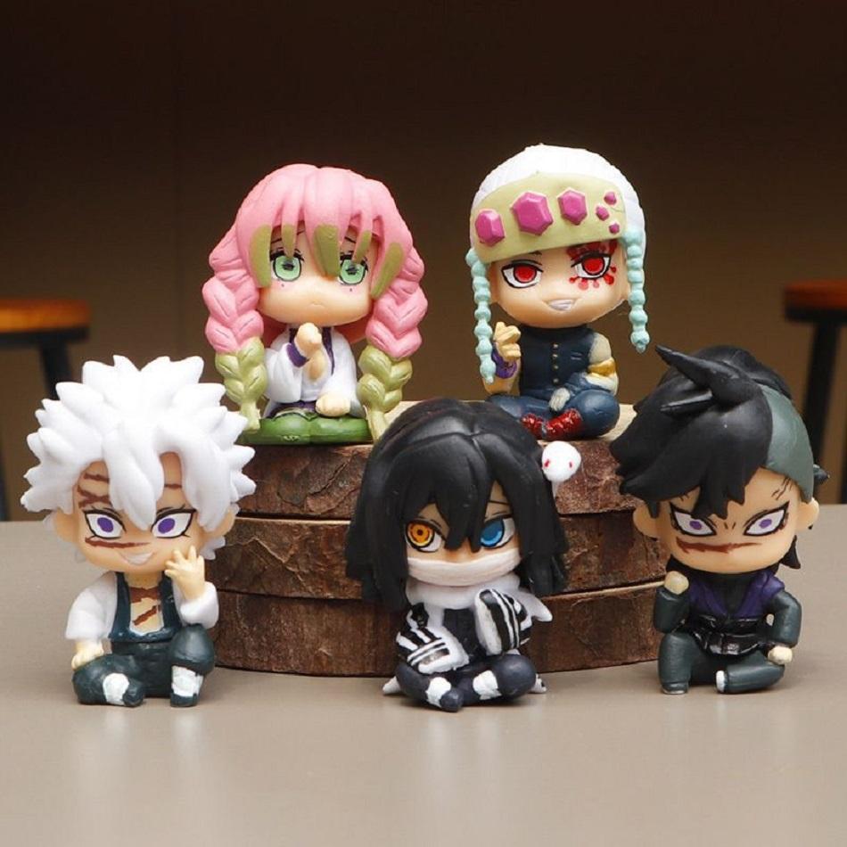 Sale Demon Slayer Figure Toy Anime Kimetsu No Yaiba Q Version Sitting Tanjiro Nidouzi Inosuke Zenizu PVD Figurine Model Doll