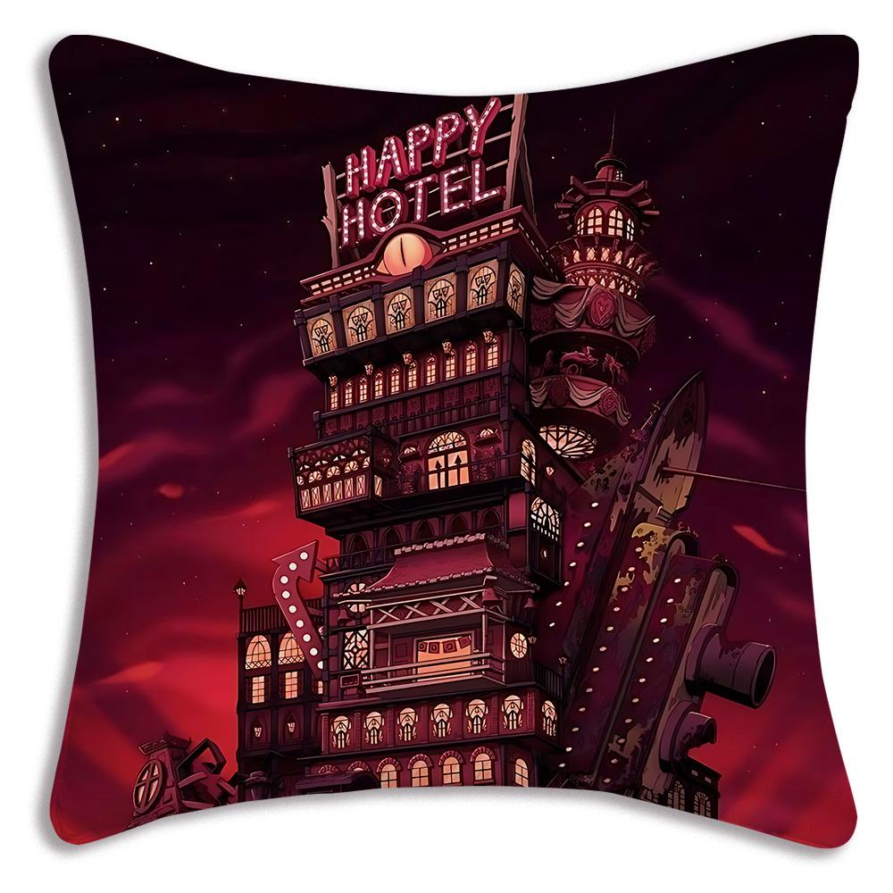Anime H-Hazbins H-Hotel Pillow Covers Cartoon Sofa Decorative Home Double-sided Printing Short Plush Cute Cushion Cover