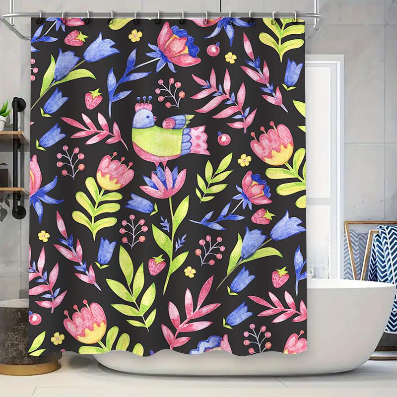 

Eiffel Tower Print Shower Curtain Vintage Blue White Floral Decor For Bathroom Soft Fabric Waterproof Bath Cover Size: 72X84 Inc W60H190(CM)-1 Pcs
