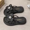 2025 summer new flower beach slippers women's summer wear seaside vacation with skirt thick-soled sandals
