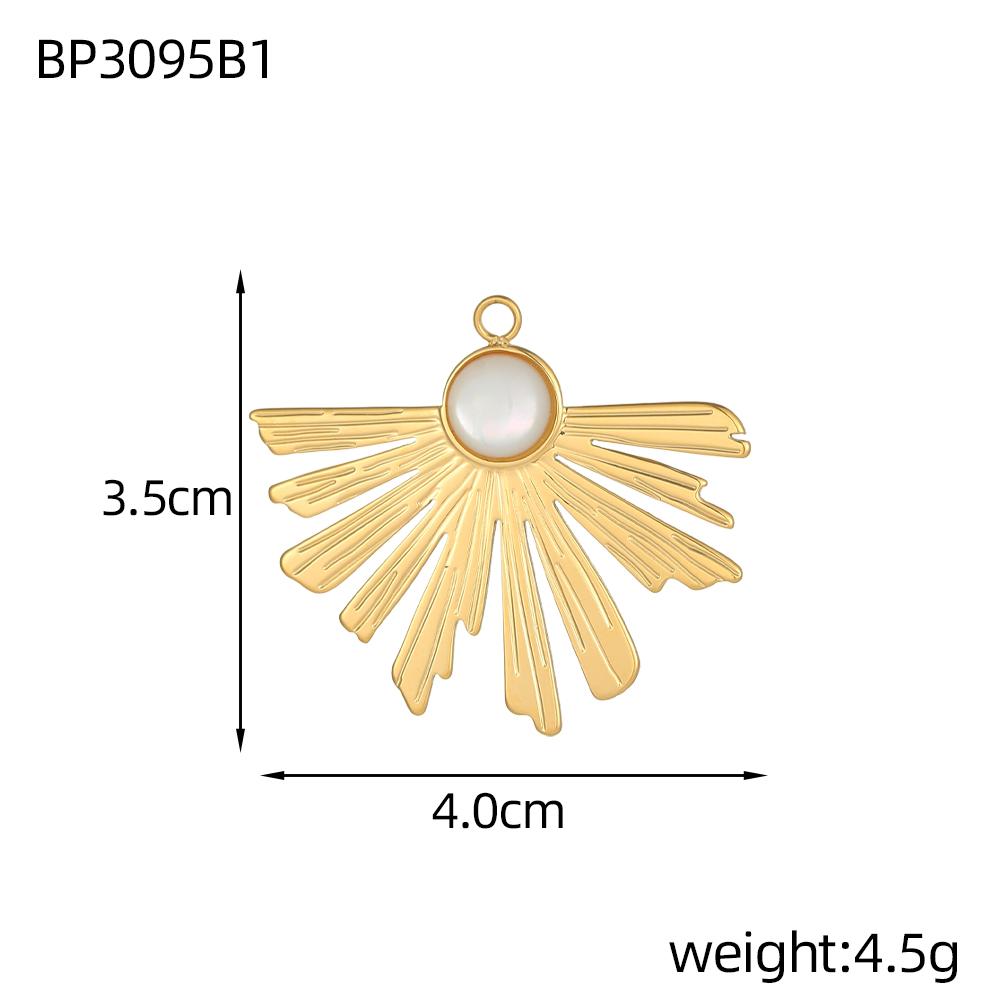 CARLIDANA Stainless Steel Multi-Color Natural Stone Jewelry Charm Fan Round Pendant for DIY Necklace Earrings Accessories