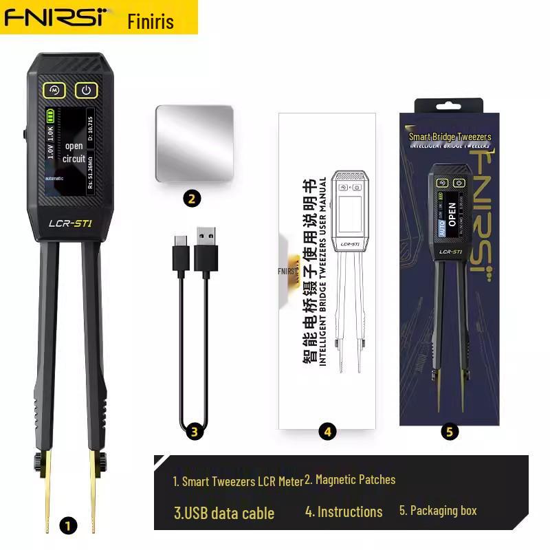 FNIRSI LCR-ST1 Digital Tweezers: Resistance, Inductance, Capacitance Multimeter with Patch Clip