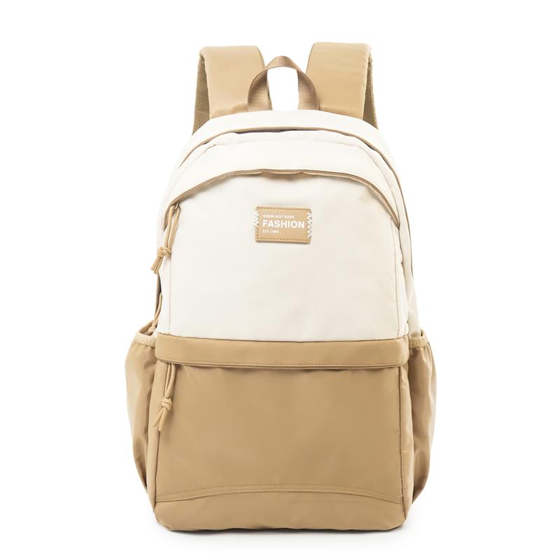

College Style Color Block Backpack Student Schoolbag Unisex Computer Bag Lightweight Travel Large Capacity Backpack хакі