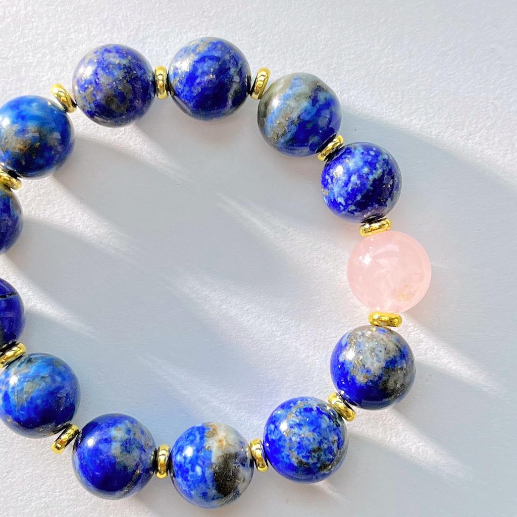 12Mm Lapis Lazuli Powder Crystal Design Bracelet Bracelet.