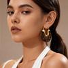 Autumn and Winter Flocking Leopard Print Geometric Round Water Drop U-shaped Ear Buckle Maillard Earrings