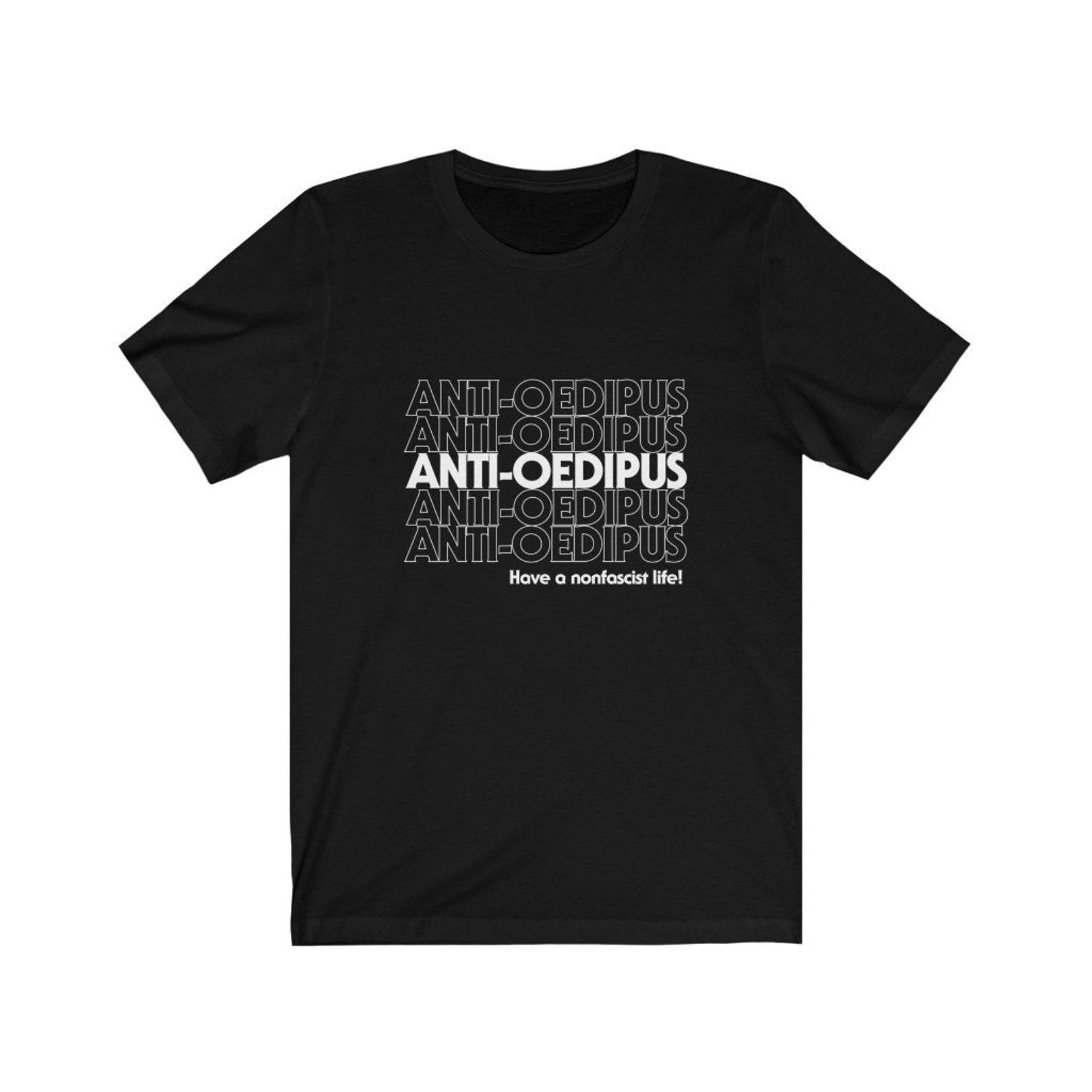 Thank You Anti-Oedipus Deleuze and Guattari Philosophy Critical Theory T-shirt (White and Blank Print) S
