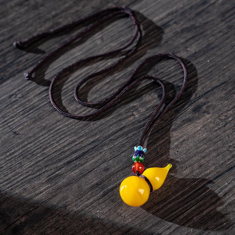 

Глазурованный желтый куриный жир подвеска-амулет «Счастливый мешок» ожерелье тыква ручная работа ювелирные изделия