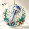 Artistic Home Decor Accessories Ocean Theme Pearl Art Hanging Ornament 2D Flat Acrylic Coastal Durable Sea Life Suncatcher Beaded Pattern