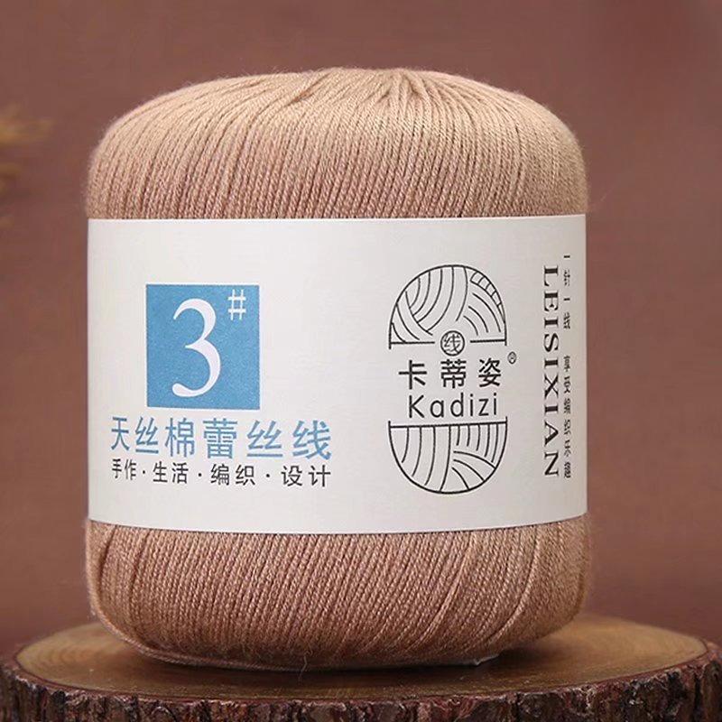 1 Rotolo Filato di Pizzo Cotone Tencel per Uncinetto Estivo & Lavori a Maglia Fai-da-Te - No. 3