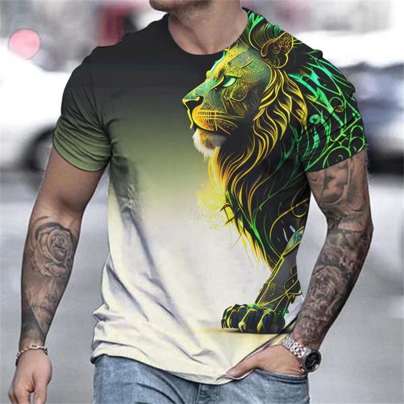Love Dog Pattern T-Shirt For Men Fun Cat Cow 3D Printed Tees Summer Casual Loose Short Sleeve