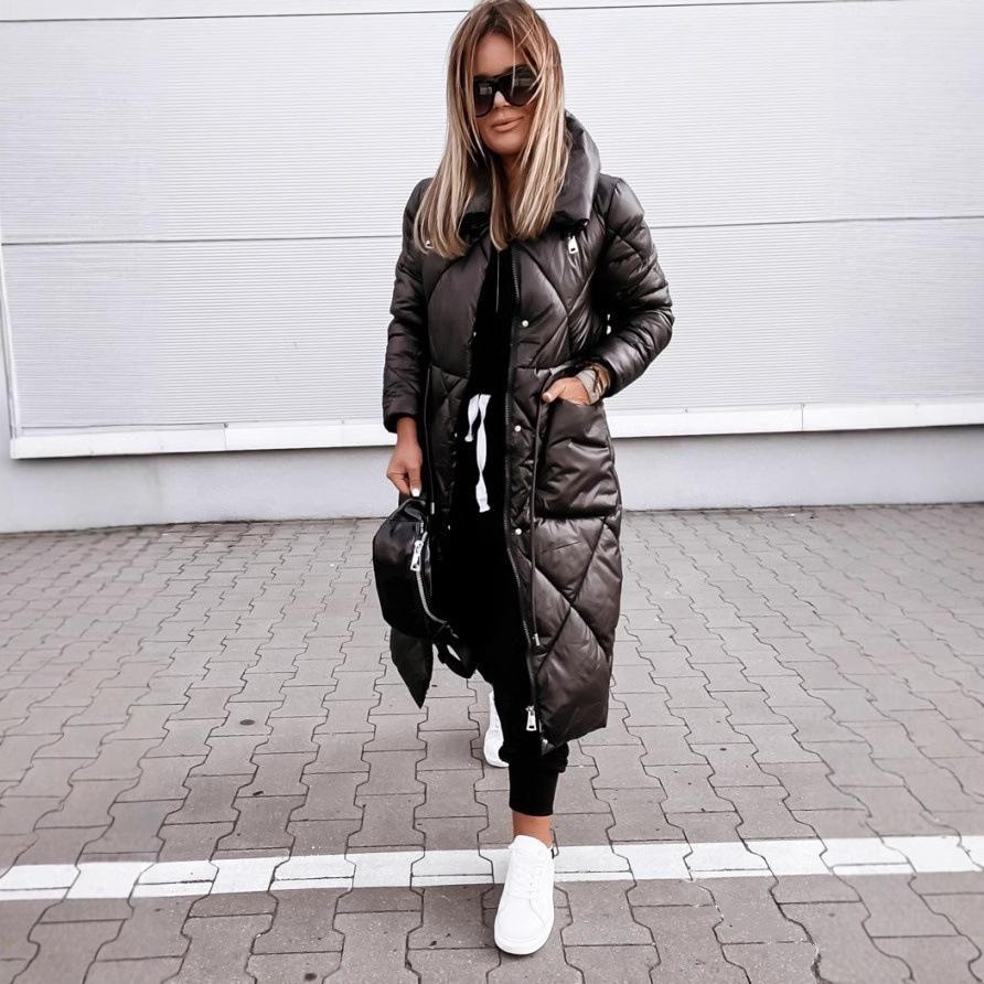 2025 European-American Glossy Lapel Long-Sleeve Cotton Top for Women