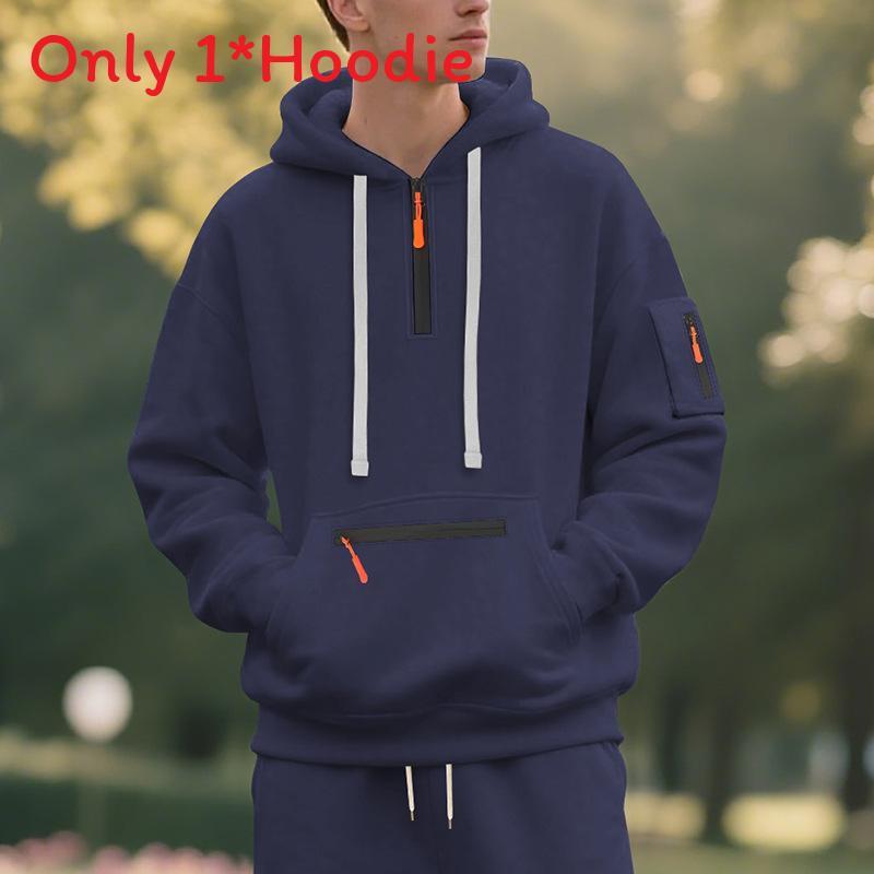 Mens Fleece Hooded Sweatshirt With Zipper For Casual Winter Wear