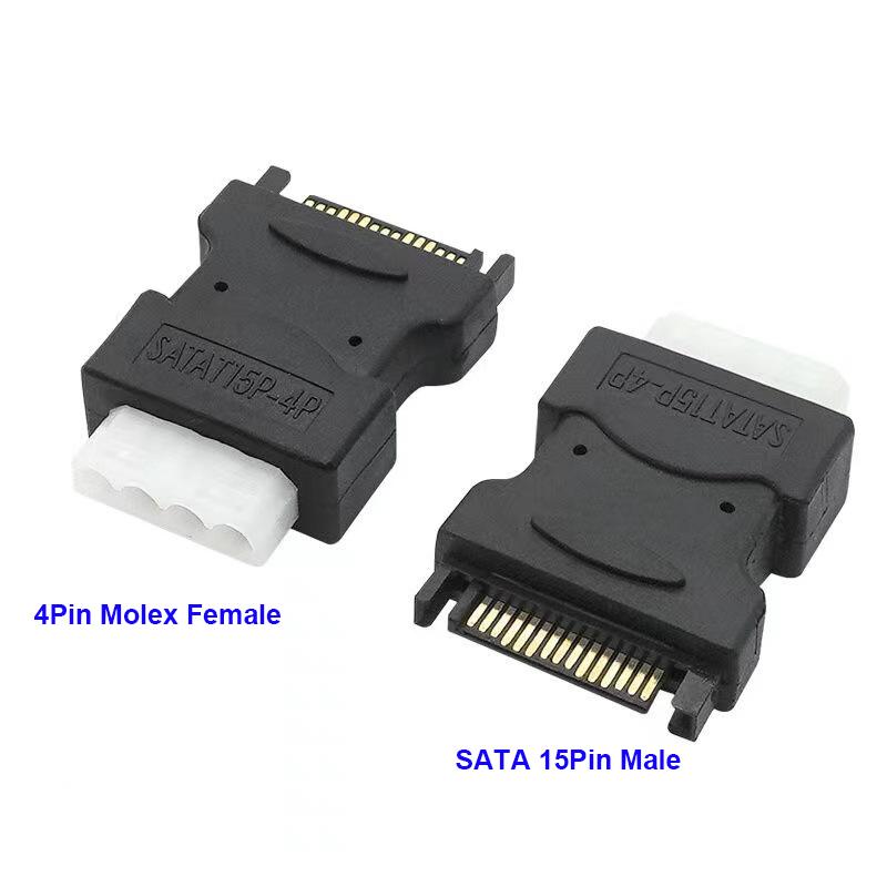 SATA To Big 4PIN Converter Male To Male SATA 15PIN HDD Power Supply Cable Adapter Hard Disk Female 4Pin Molex IDE Power Plug
