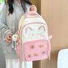 Japanese Ins Cute Cat Backpack Female Transparent Bar Pain Bag New Large-capacity Schoolbag Middle School Student Backpack